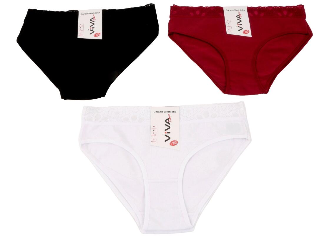 Da. Bikinislip 2er, mit Spitzenbund, M - XL VE 24