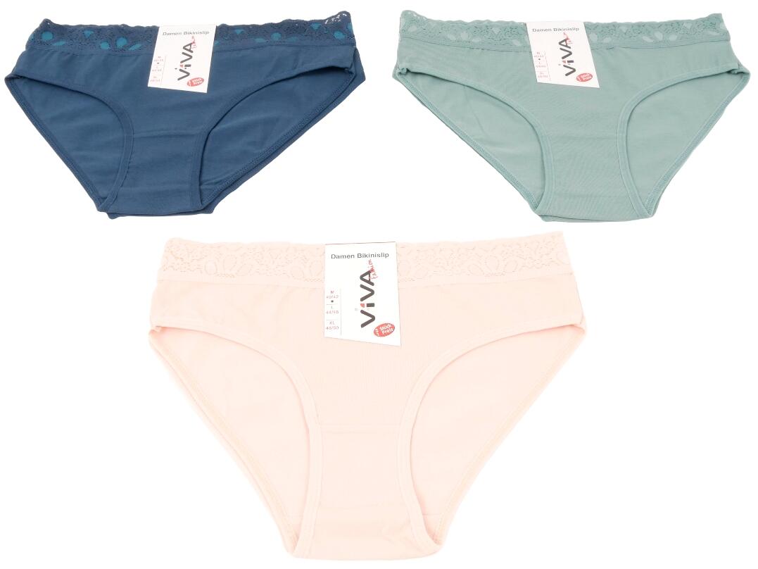 Da. Bikinislip 2er, mit Spitzenbund, M - XL VE 24