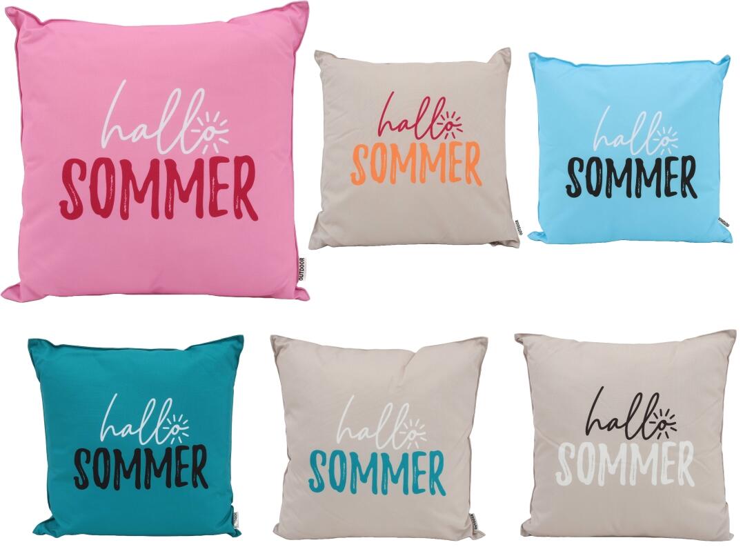 Dekokissen OUTDOOR "Hallo Sommer" 45 x 45 cm VE12