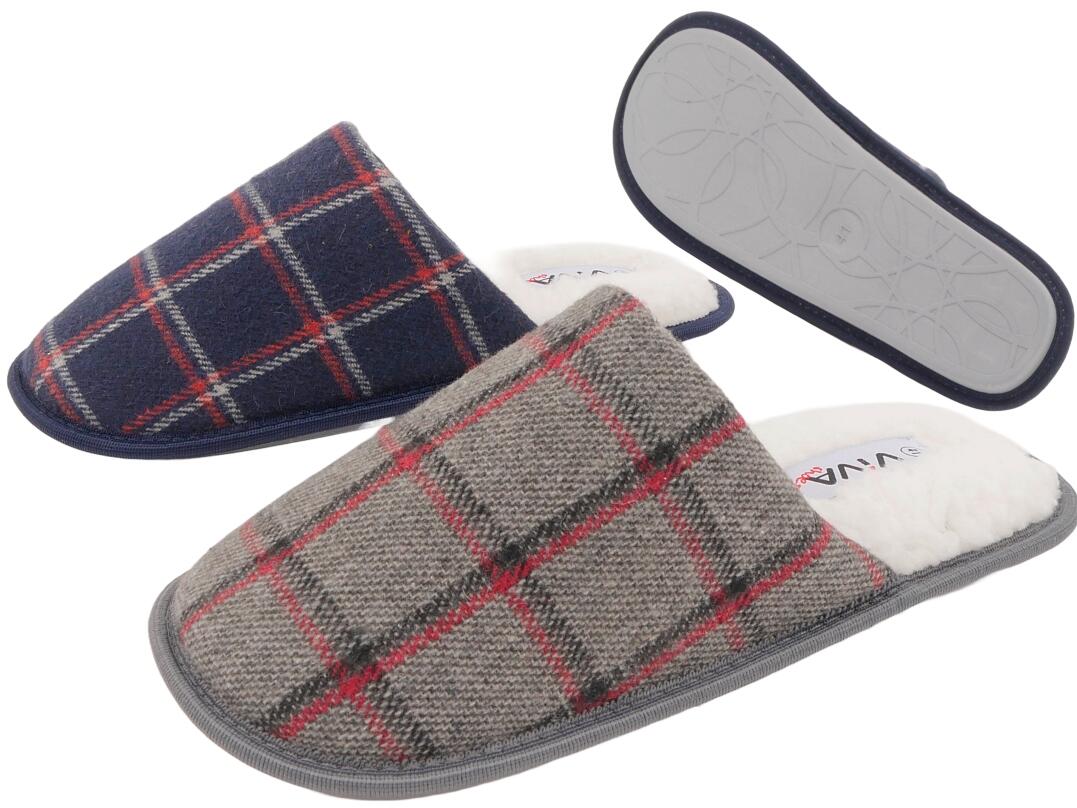 He Hausschuh kariert 41-46 VE 12