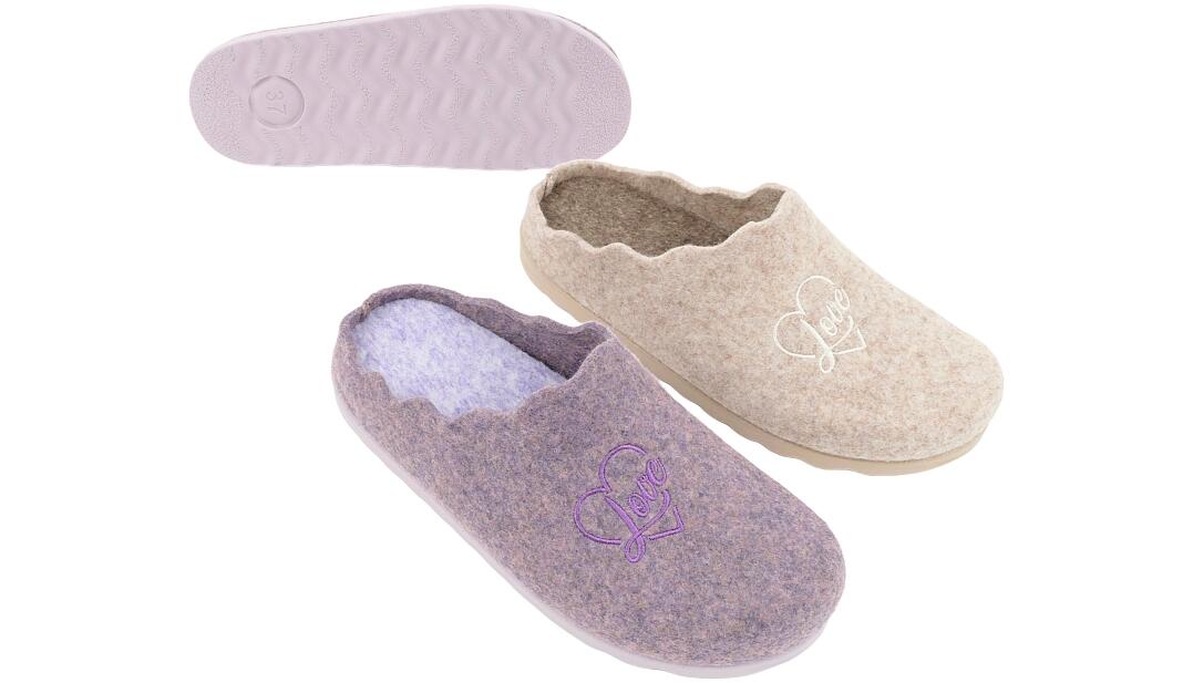 Da Pantolette Filz LOVE Stickerei 36 - 41 VE 12