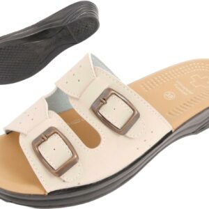 Da Pantolette 2 Schnallen beige 36-41 VE 18