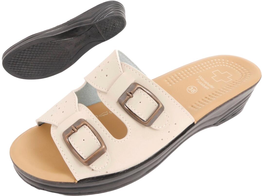 Da Pantolette 2 Schnallen beige 36-41 VE 18