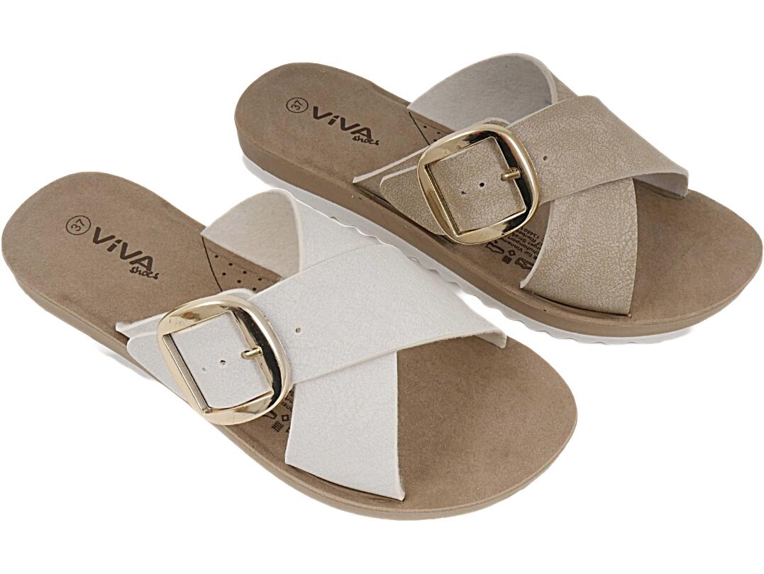 Damen Pantolette Kreuzband Schnalle, 36-41, VE 12