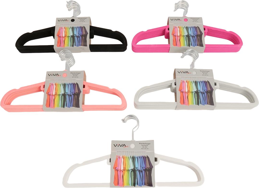 Kleiderbügel 8er Samtoptik ca. 41,5 x 22 cm VE 12