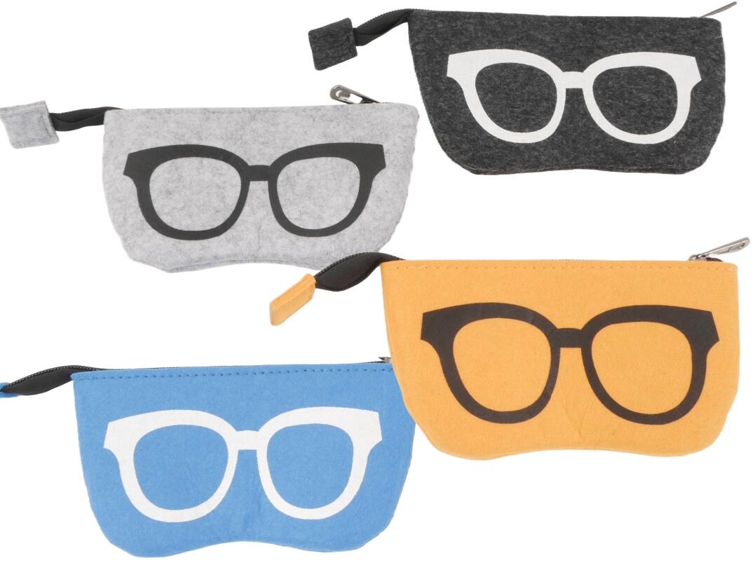 Brillenetui Filz "Druck Brille" 17,5 x 9,5 VE48/24