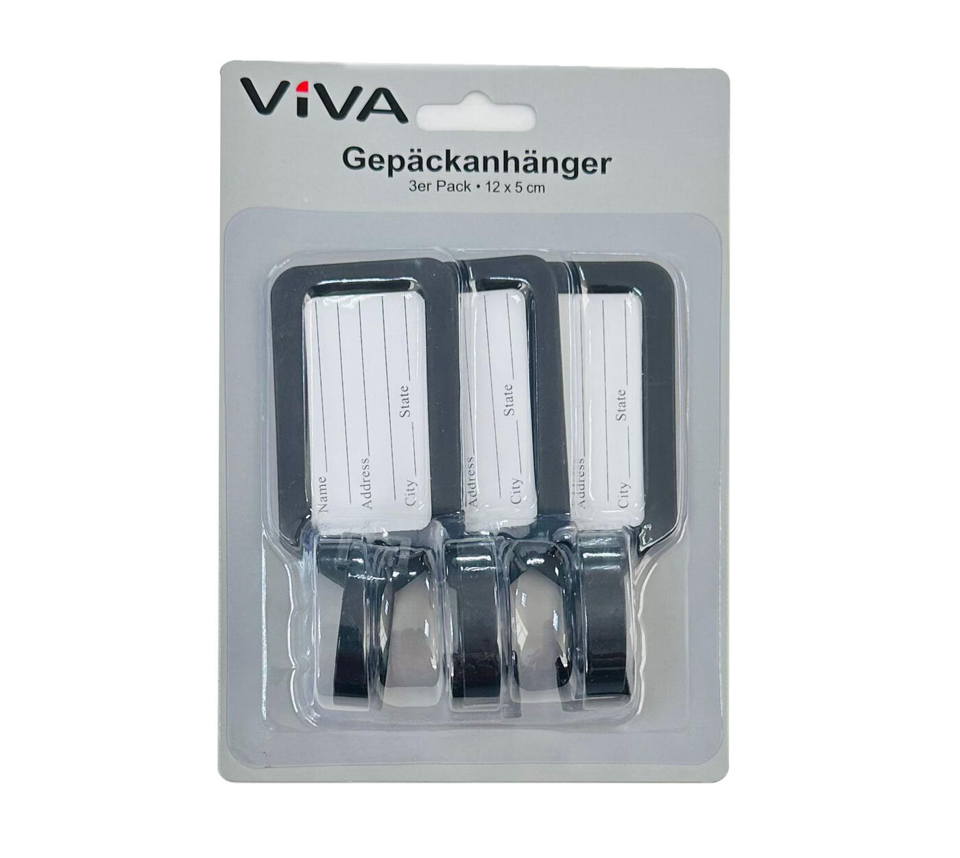 Gepäckanhänger 3er Set schwarz VE 24