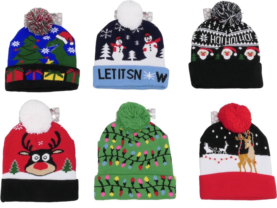 Da Strickmütze Weihnachtsmotive mit Bommel VE 40