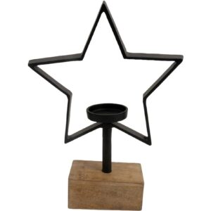 Stern mit Kerzenhalter auf Holzpodest VE 8