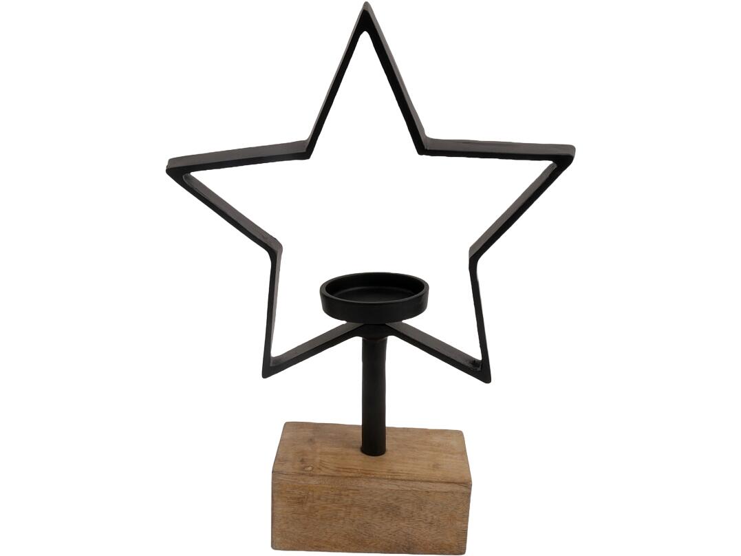 Stern mit Kerzenhalter auf Holzpodest VE 8