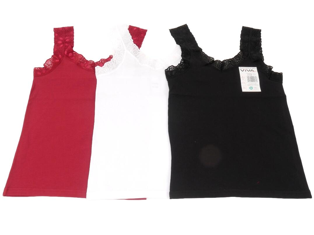 Da. Hemd, Träger+Ausschnit mit Spitze M - XL VE 24