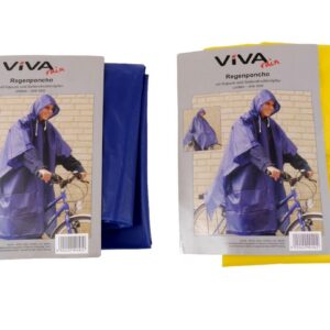 Regenponcho mit Kapuze blau, gelb VE 24