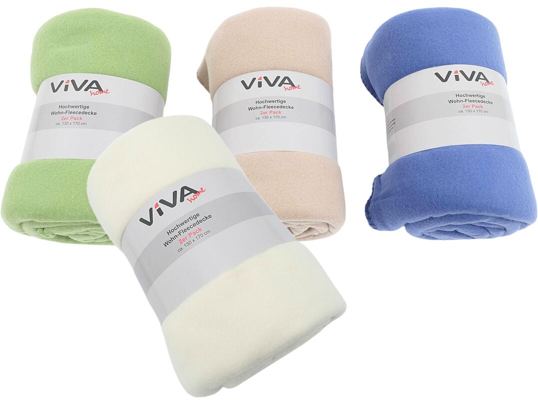Fleecedecke uni 130 x 170 cm 2 er Pack VE 12