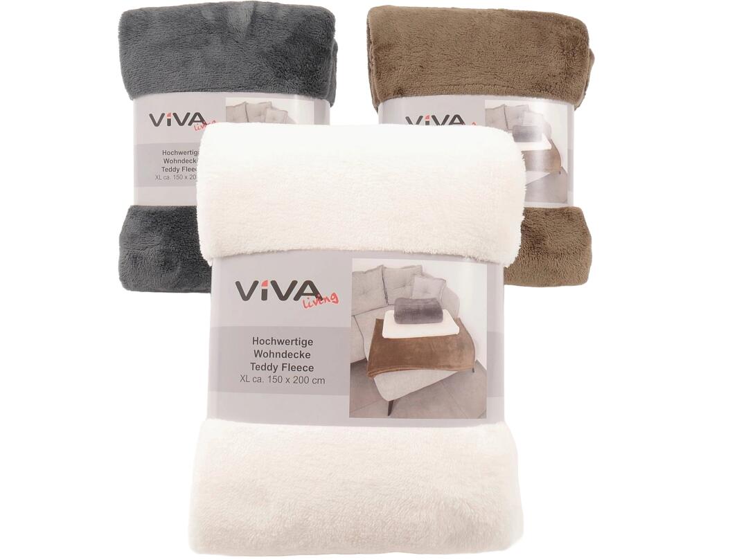 Wohndecke Teddyfleece uni 150 x 200 cm VE 12