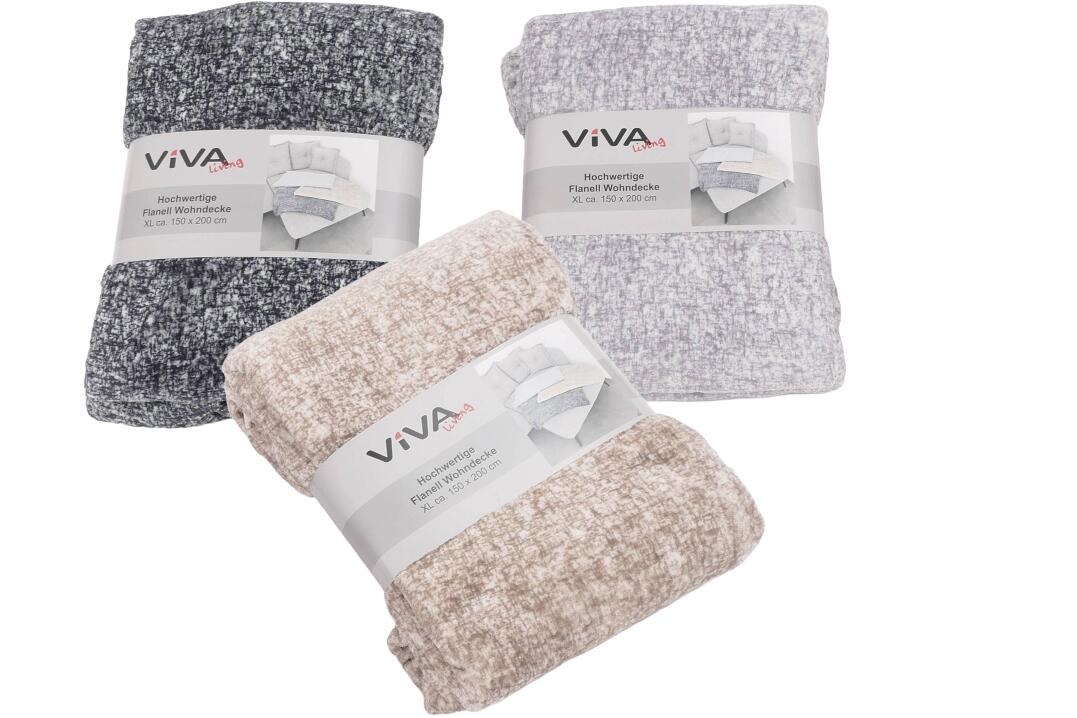 Wohndecke Flanell meliert 150 x 200 cm, VE 12