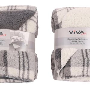 Wohndecke Teddy Fleece Karo 150 x 200 cm VE 6