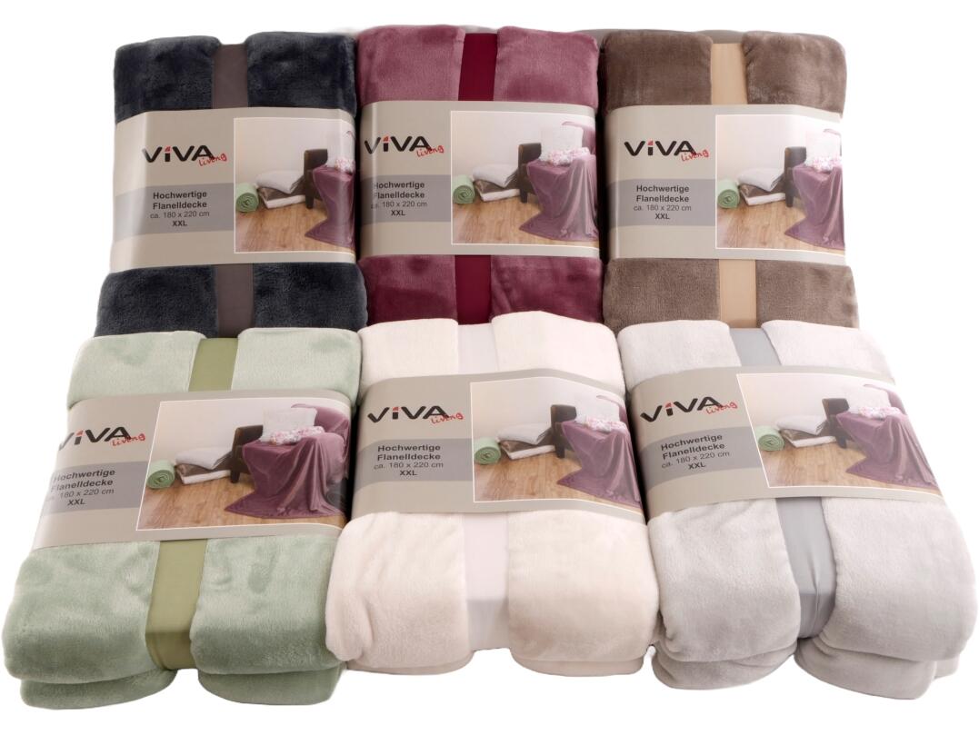 Wohndecke, Flanell, uni X X L 180 x 220 cm VE 12