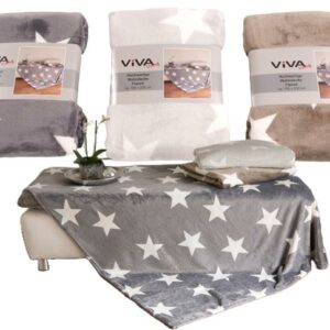 Wohndecke Flanell Sterne 180 x 220 cm VE 12
