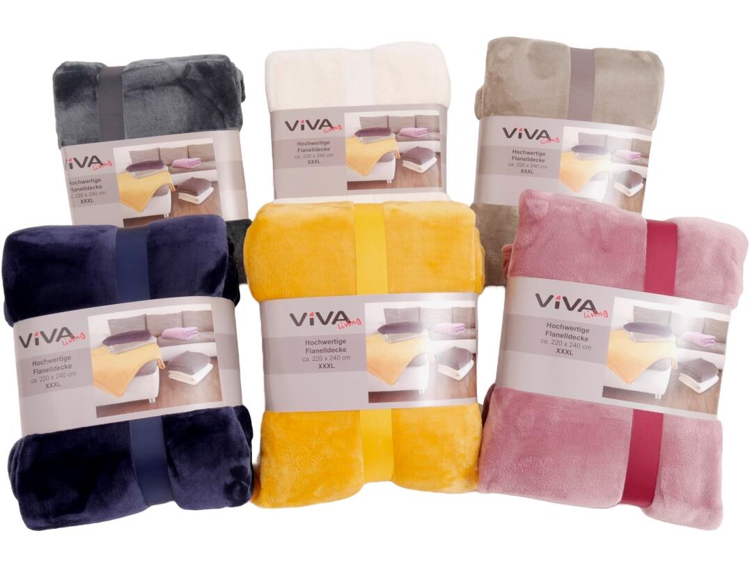 Wohndecke Flanell uni XXXL 220 x 240 cm VE 12