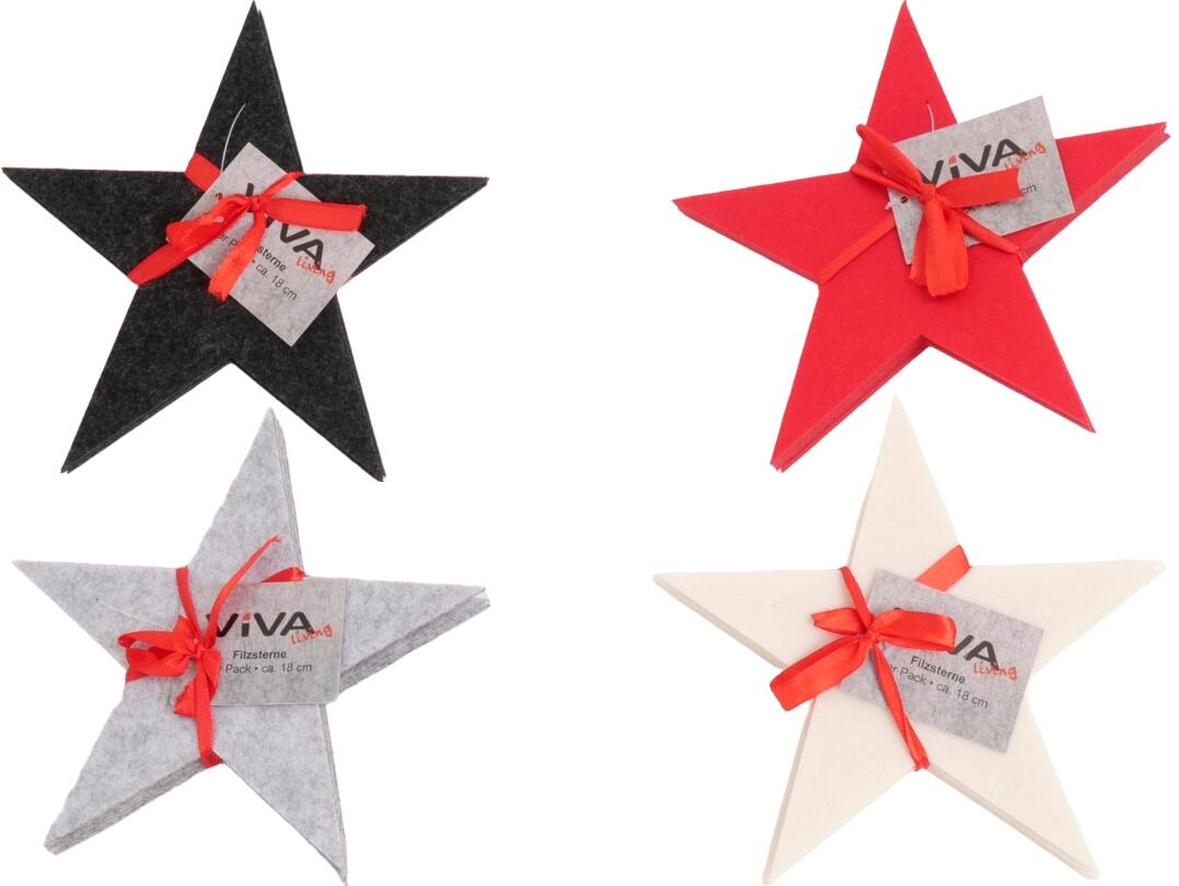 Filzsterne 4er Pack 18 cm VE 24