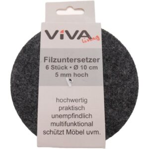 Filzuntersetzer 6er rund 10 cm Stärke 5mm VE 96