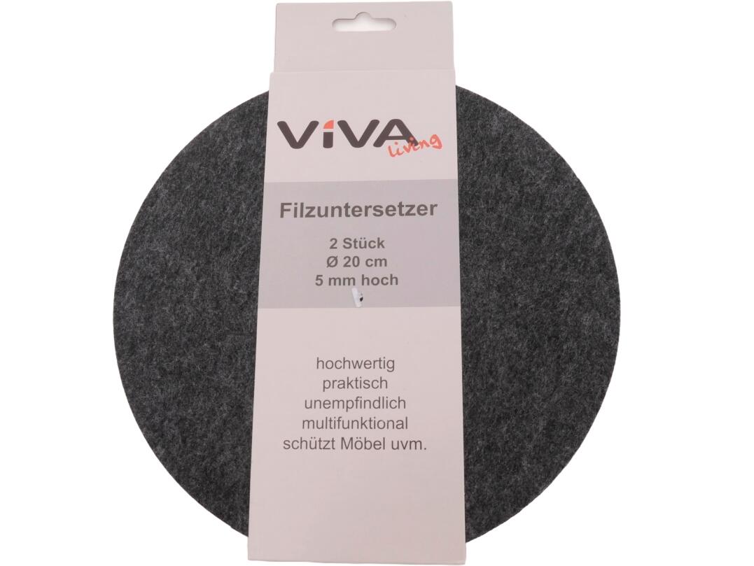 Filzuntersetzer 2er rund 20 cm Stärke 5mm VE 96