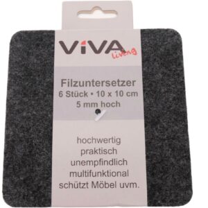 Filzuntersetzer 6er 10 x 10cm Stärke 5mm VE96