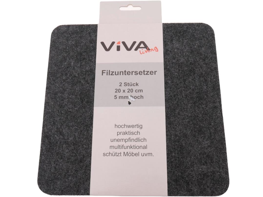 Filzuntersetzer 2er 20 x 20cm Stärke 5mm VE96