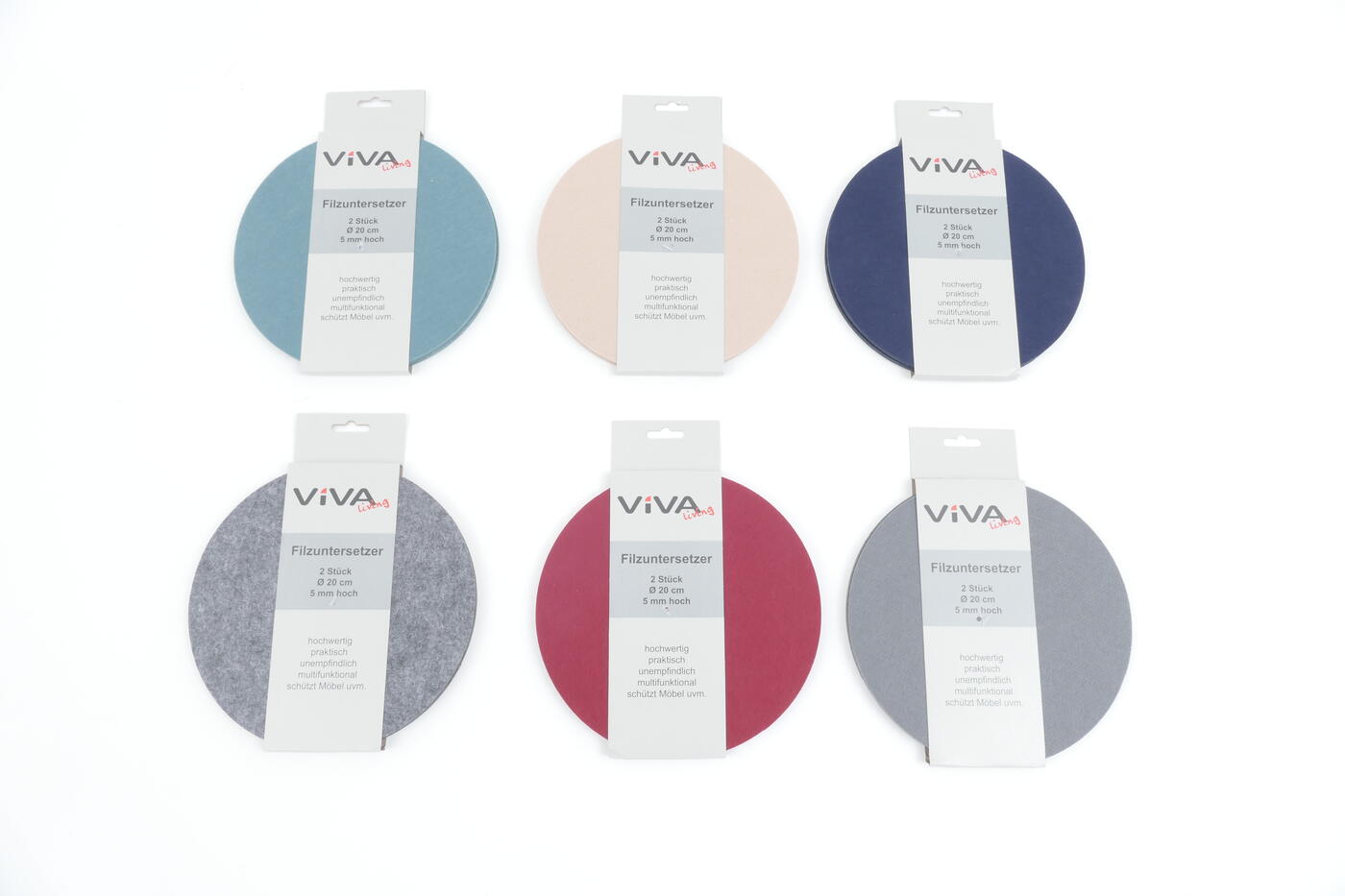 Filzuntersetzer 2er rund 20 cm Stärke 5mm VE 96