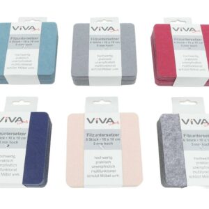 Filzuntersetzer 6er 10 x 10cm Stärke 5mm VE 96