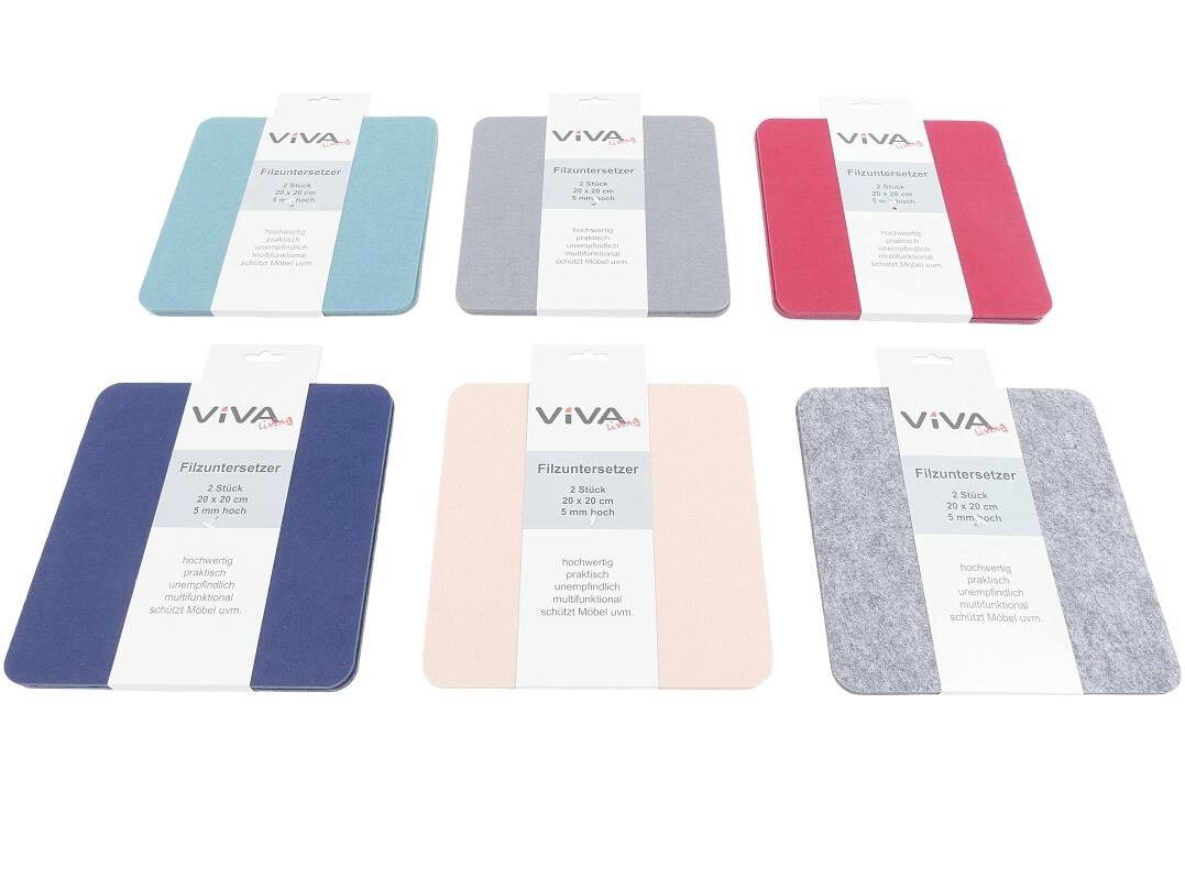 Filzuntersetzer 2er 20 x 20cm Stärke 5mm VE 96