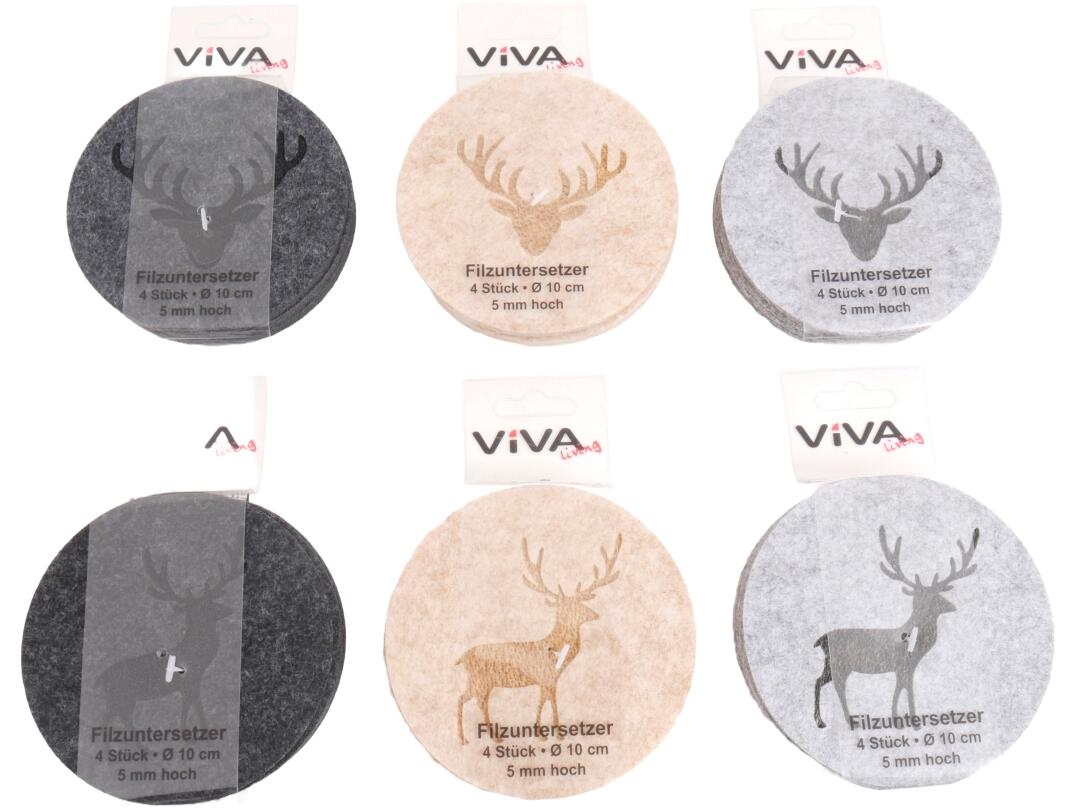 Filzuntersetzer 4er rund 10 cm Stärke 5mm VE 96