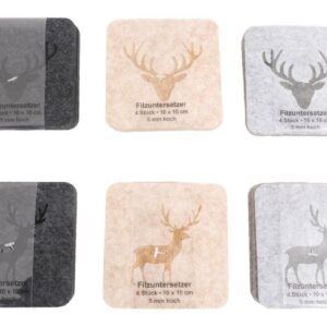 Filzuntersetzer 4er 10 x 10cm Stärke 5mm VE 96