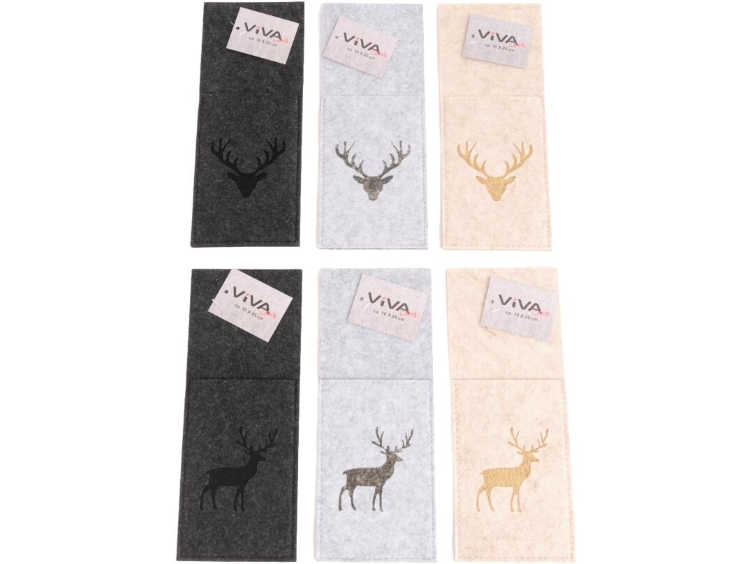 Bestecktasche aus Filz Hirsch, 10 x 25 cm VE 96