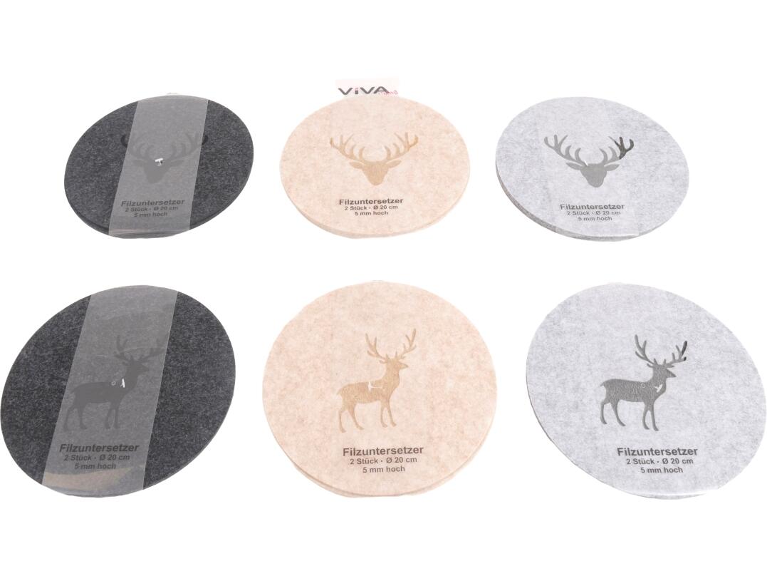 Filzuntersetzer 2er rund 20 cm Stärke 5mm VE 96