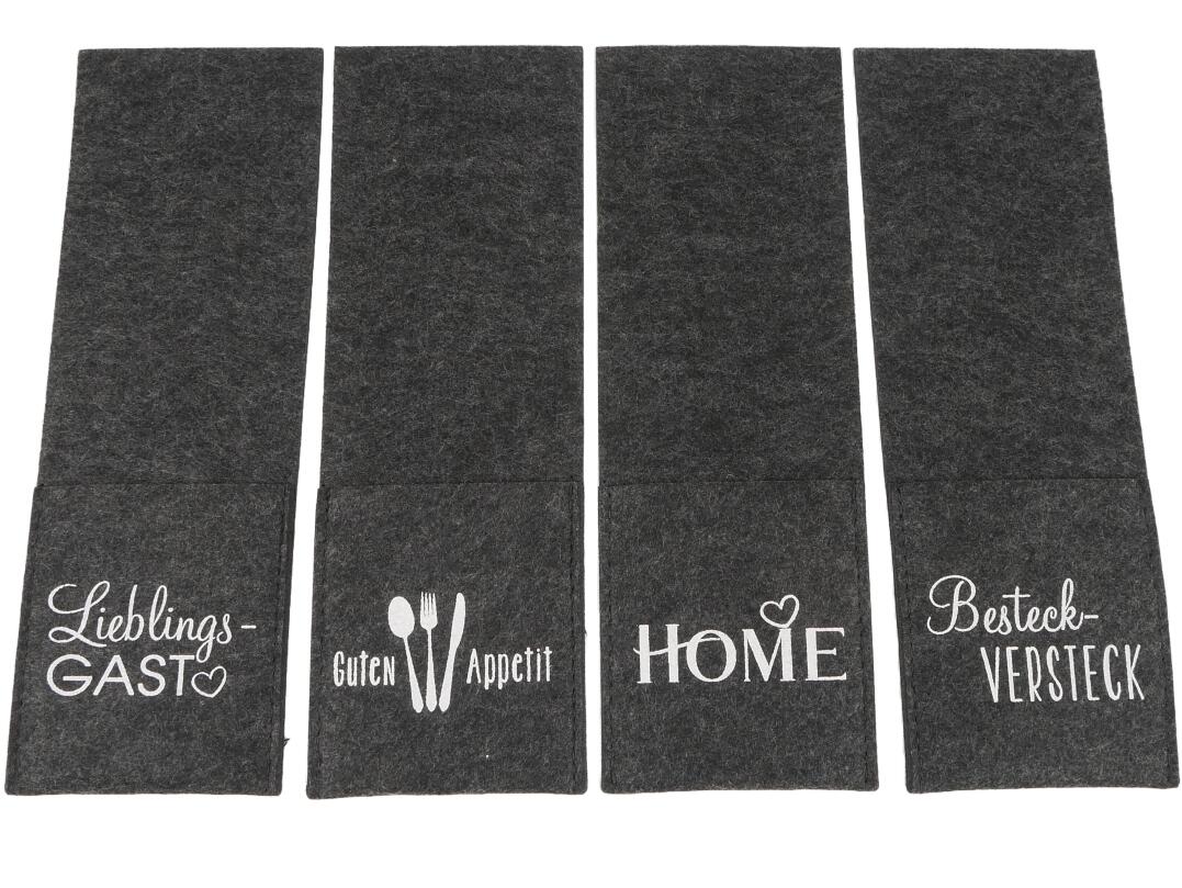 Filz Bestecktasche mit Druck 9 x 26 cm VE96