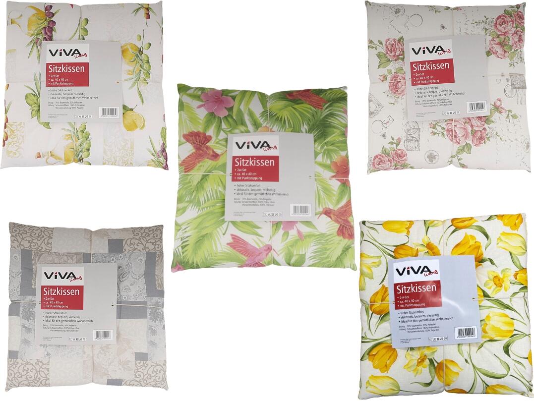 Stuhlkissen 2er Pack mit 4 Punktsteppung VE 16