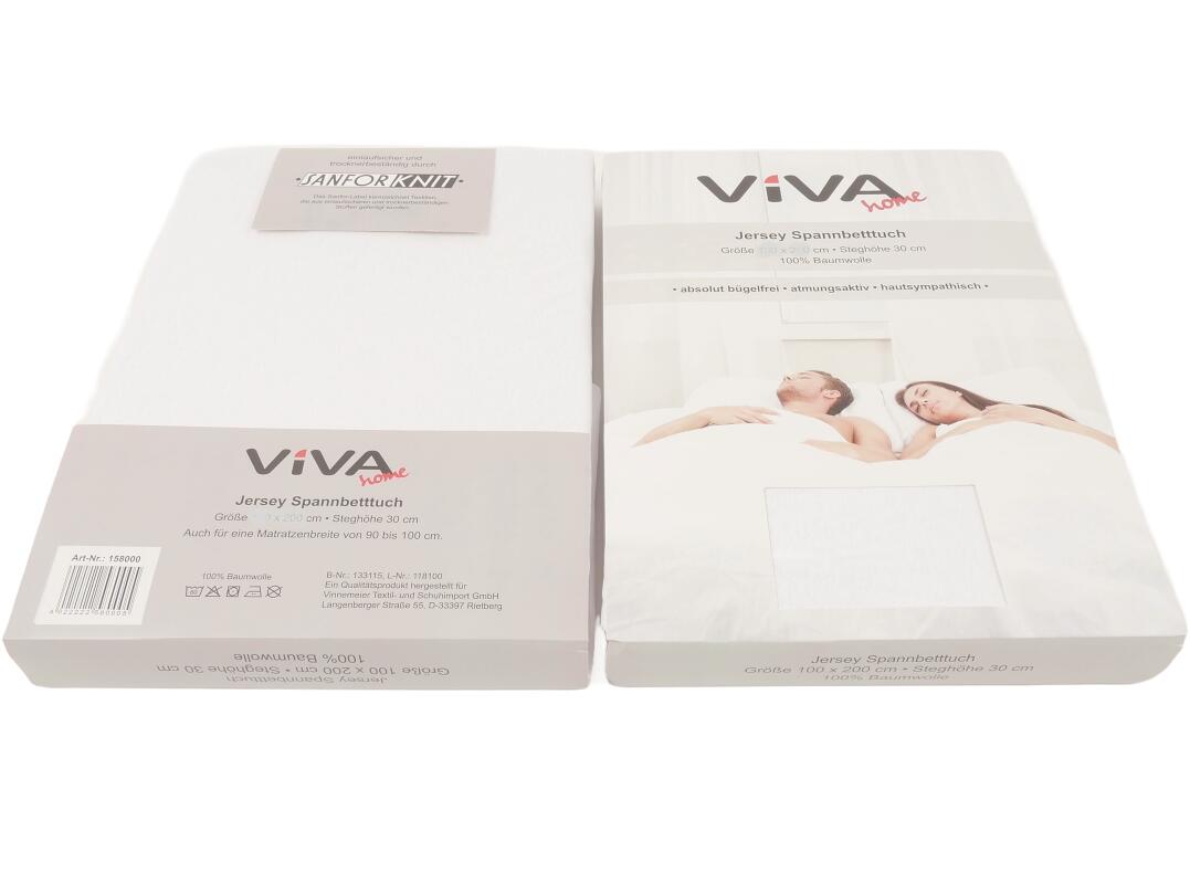 Jersey Spannbettlaken 100 x 200 cm VE 20