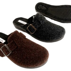 He Hauspantolette Filz mit Schnalle 41-46 VE 12