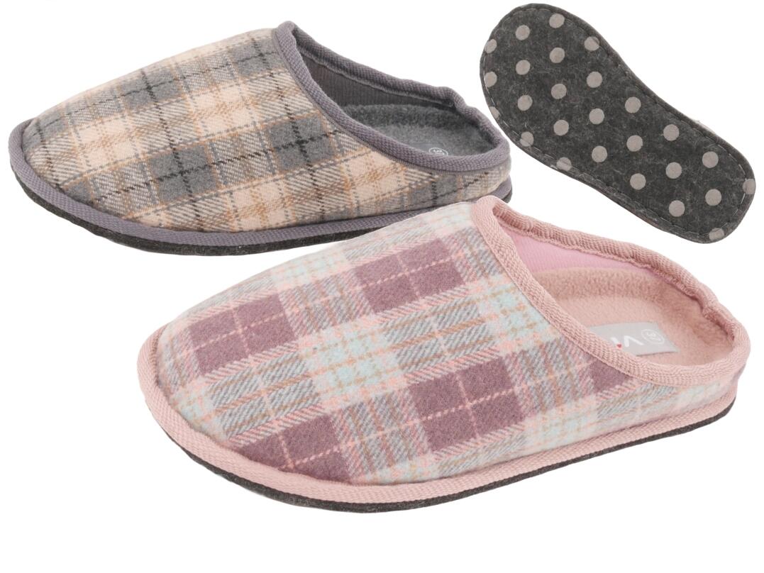 Da Hausschuh kariert Teppichsohle 36 - 41 VE 12