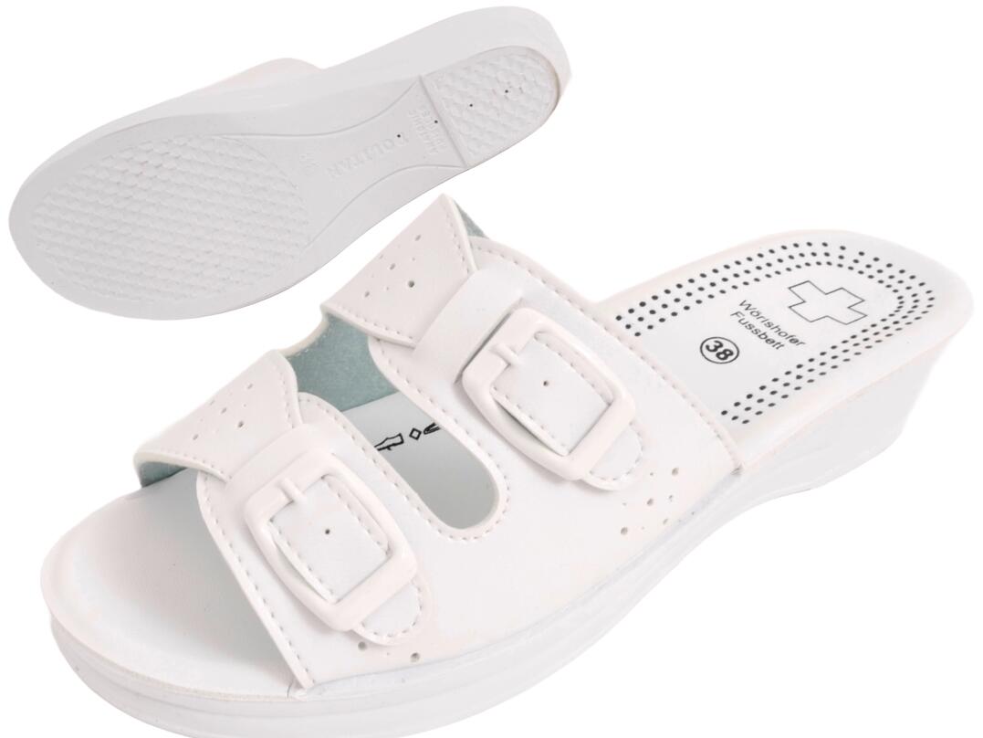 Da Pantolette 2 Schnallen weiß 36 - 41 VE 18