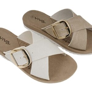 Damen Pantolette Kreuzband Schnalle, 36-41, VE 12