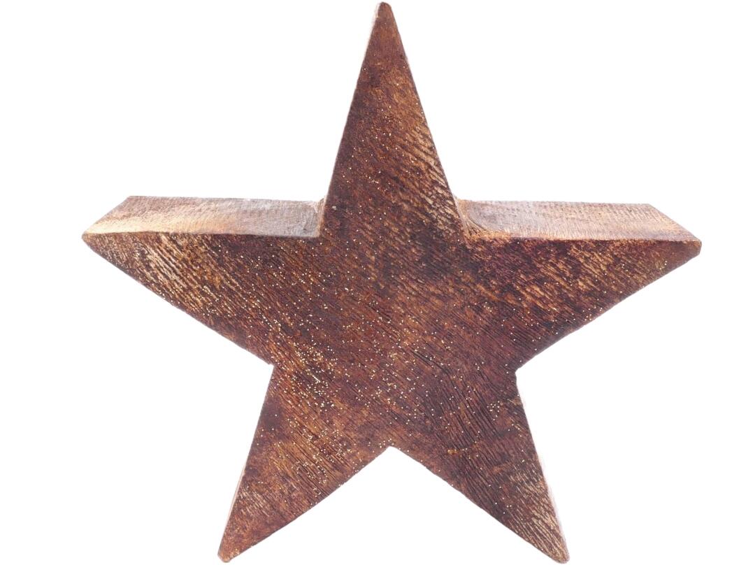 Dekostern Holz mit Goldglitter VE 32/8