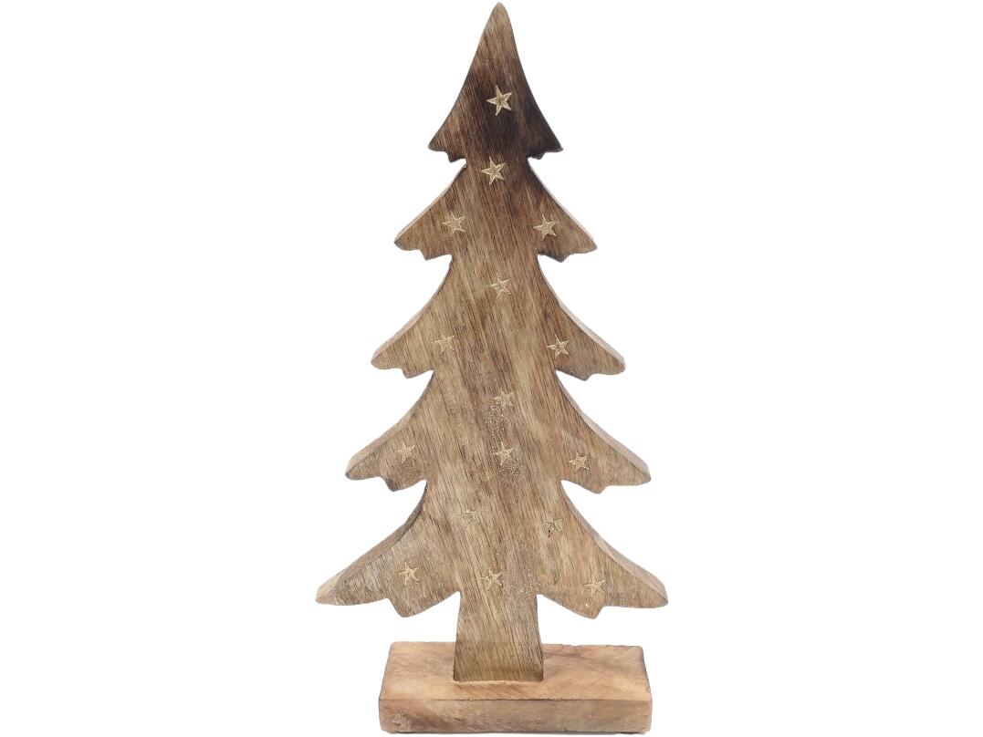 Dekotanne Holz mit Sternen 32cm VE 12/4