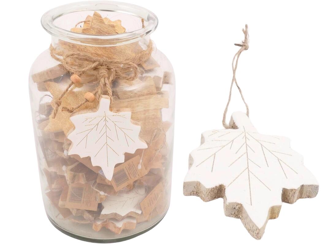 Blatt weiß mit Gold 7 cm zum Hängen VE 96