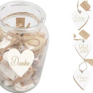 Herz aus Holz zum hängen in Glas VE 96