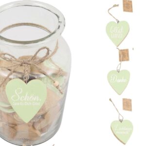 Herz aus Holz zum hängen in Glas VE 96