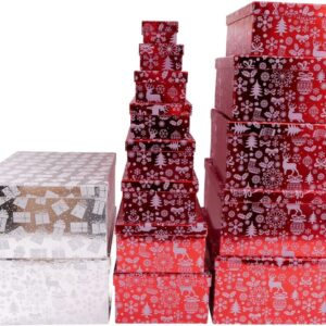 Geschenkbox "Weihnachten silber und rot" 13er VE 4