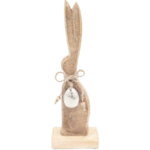 Holzhase mit Alu Ei und Jute Schleife VE 16/4