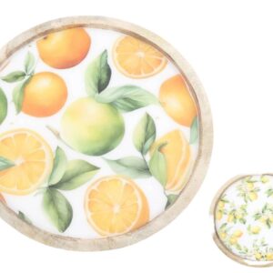 Dekoteller aus Mangoholz 25 cm rund VE 24